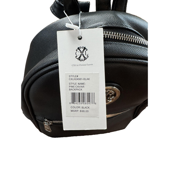 CXL by Christian Lacroix Backpack Black Pine Caviar Faux Leather CXLH24981-BLAK - Picture 5 of 9